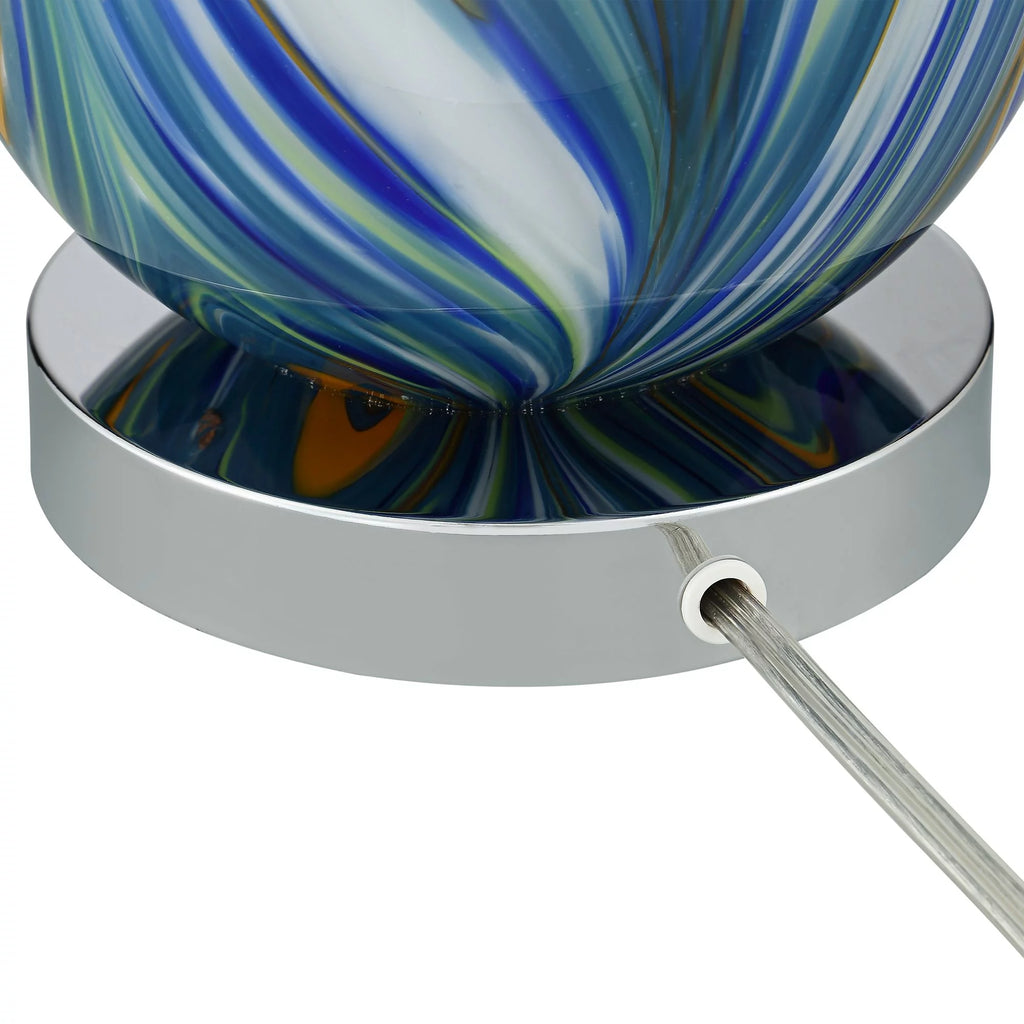 Modern Coastal Table Lamps Set of 2 Blue Art Glass A905