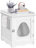 Topeakmart Hidden Cat Litter Box Enclosure Furniture, Cat Washroom Enclosed Cat Litter Box Decorative Cat House & Side Table, Pet Crate