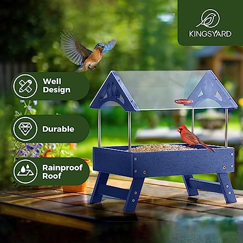 Ground Bird Feeder for Outdoors - Recycled Plastic Platform Feeder for Wild Birds, Rainproof, 5 LBS Capacity F69206
