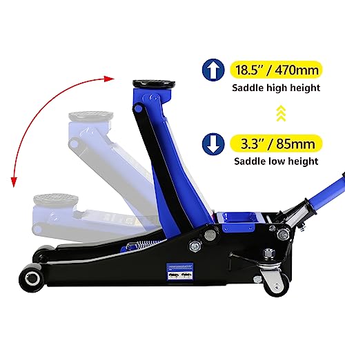 Heavy Duty Hydraulic Floor Jack, Low Profile Steel Racing Jack, 2 Ton Capacity, Blue H1350