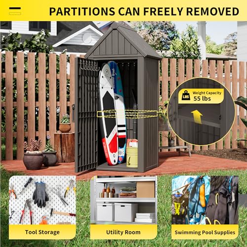 Outdoor Resin Storage Shed with Removable Shelves and Lock X97920
