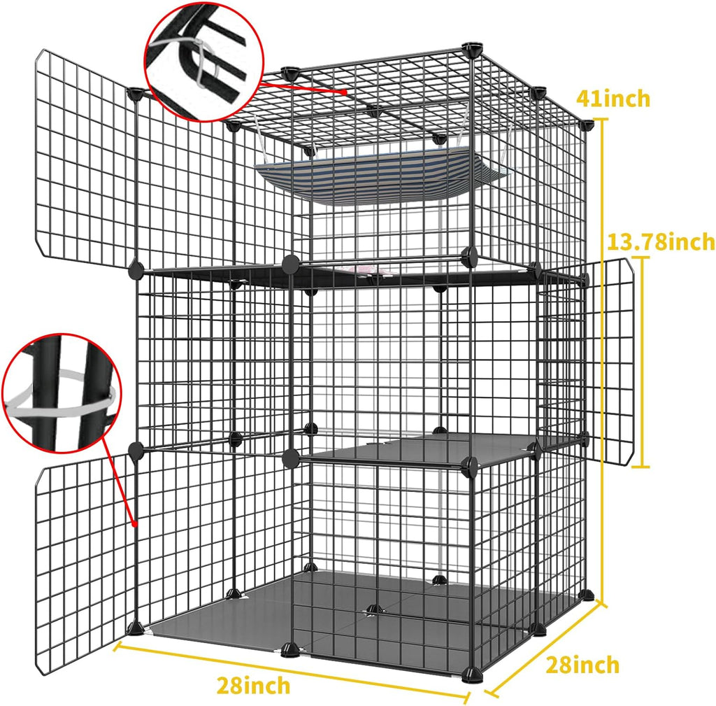 3-Tier Cat Cage Indoor Enclosure DIY Catio Detachable Metal Wire Kennel Q13173