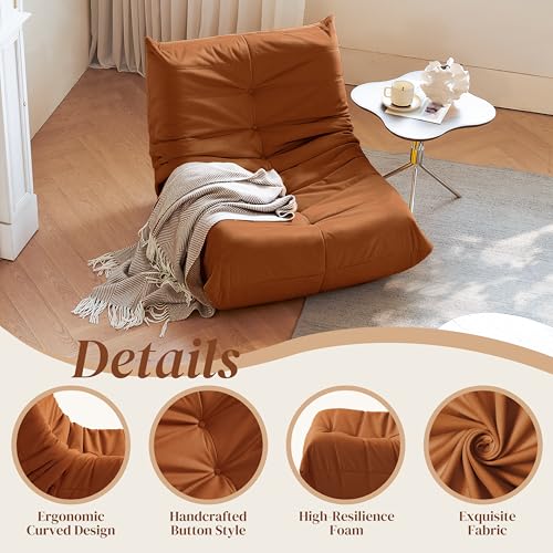 Bean Bag Chair for Adults, Suede & Microfiber Corner Lounge Sofa, 3-Seater, Beige F9802