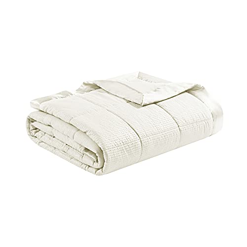 Oversized King Taupe Lightweight Down Alternative Blanket with Satin Trim X335