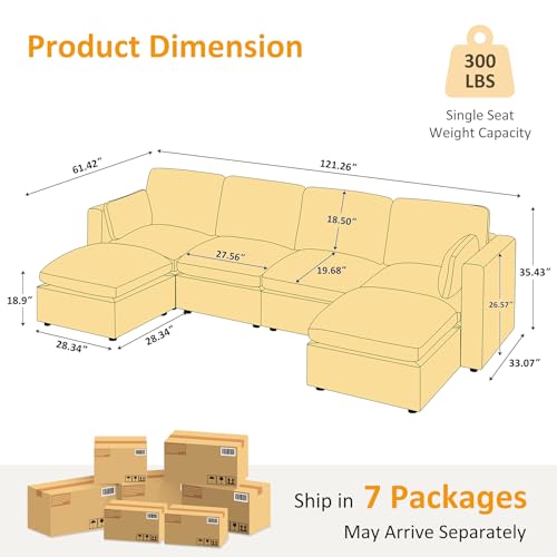 Modular Sectional Sofa with Ottoman for Small Apartments G42700