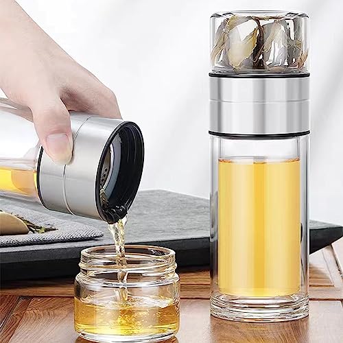 Glass Tea Infuser Bottle Double Wall 15oz with Strainer R70713