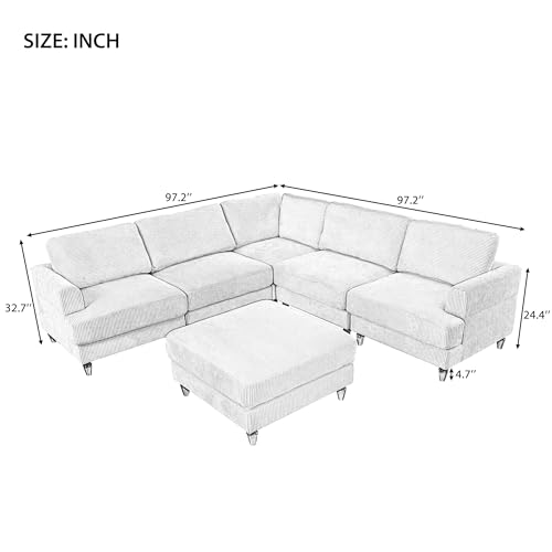 Modular Sectional Sofa with Ottoman, U-Shaped Lounge Couch H930