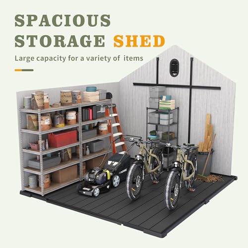 Outdoor Storage Shed 6x6 FT Resin Plastic with Floor Air Vents and Lockable Doors Q7357