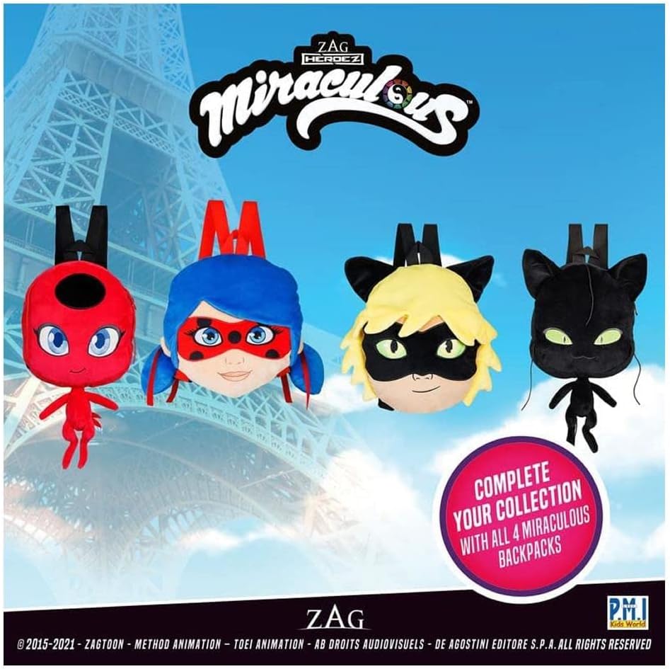 Miraculous Ladybug Plush School Backpack, 12-Inch Collectible T500