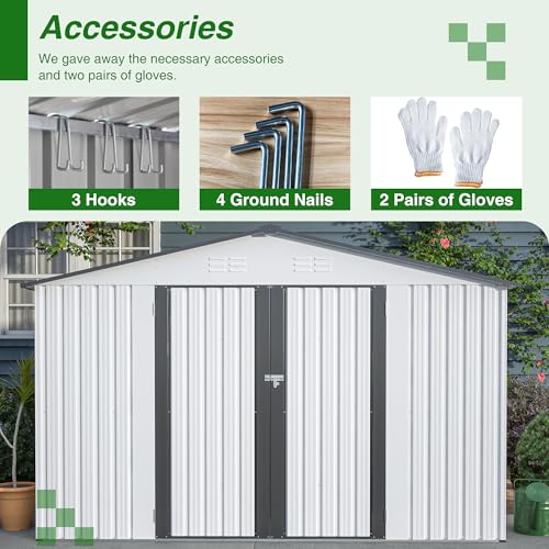 Outdoor Storage Shed, Heavy-Duty All-Weather Tool Shed with Lockable Doors C3585