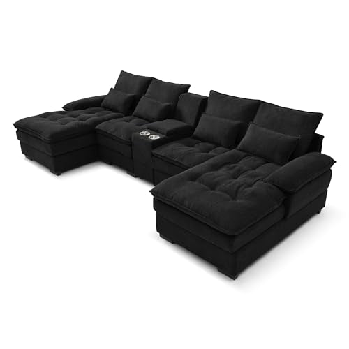 Modular Sectional Sofa with Ottoman, U-Shaped Lounge Couch H930