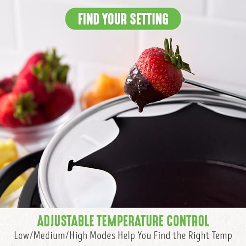 14 Cup Electric Fondue Maker Pot Set for Cheese, Chocolate, and Meat, 8 Color Coded Forks, Ceramic Nonstick, Adjustable Temperature R84705