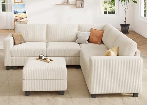 Corduroy Modular Sectional Couch with Storage, L-Shaped, 6 Seater, Dark Gray X823135