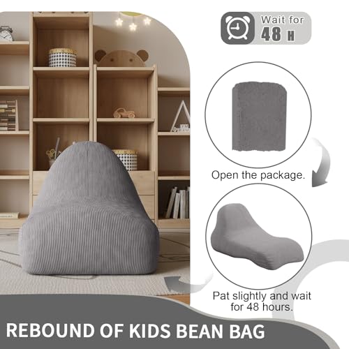 Unicorn Bean Bag Chair for Kids with Filler, Corduroy Floor Lounger, Pink W9694