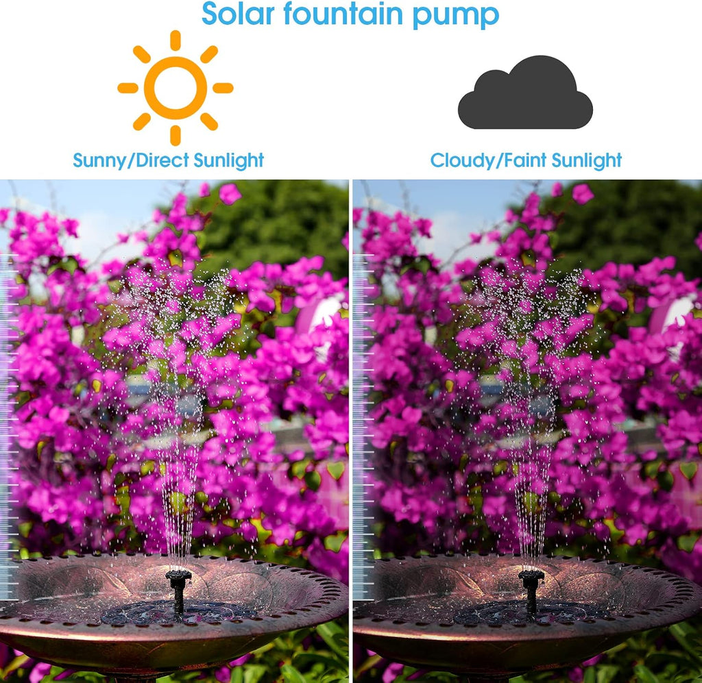 Solar Fountain Pump with 1500mAh Battery and 6 Nozzles Q81821