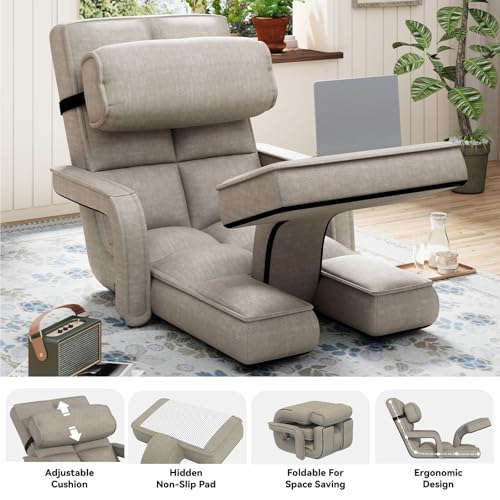 Folding Floor Chair with Adjustable Backrest, Portable Recliner Seat for Adults N6716