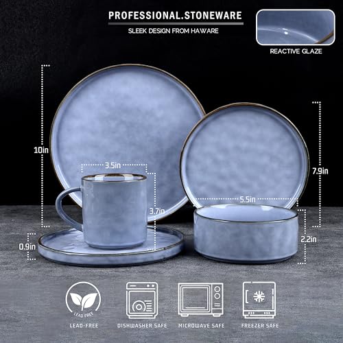 16-Piece Stoneware Dinnerware Set for 4, Chip Resistant, Microwave and Dishwasher Safe M5383